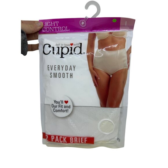 NWT Cupid 2-Pack Light Control Briefs White Large Tummy Control Panty Cotton - Picture 1 of 4